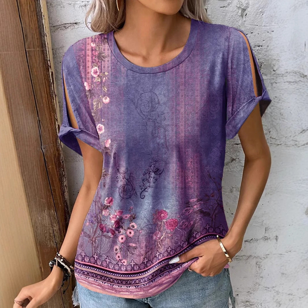 Women's Casual And Comfortable Short-sleeve Printed Top