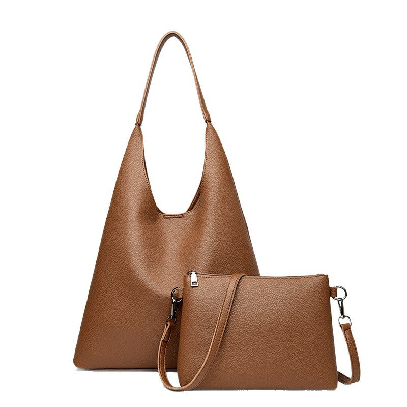 Retro Skuldertaske med stor kapacitet i blødt læder – Crossbody-taske til under armen