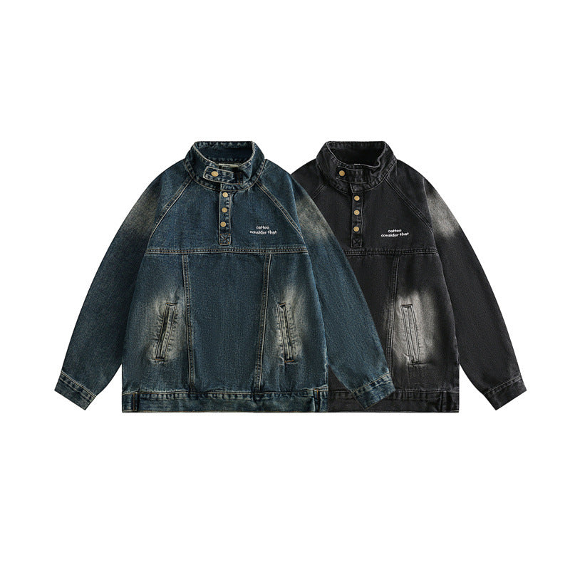 Japanese-style Retro Street Half Turtleneck Do The Old Cowboy Jacket