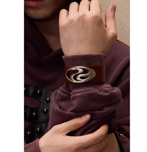 Soul Human Meta Symbol Hollowed Out Leather Bracelet