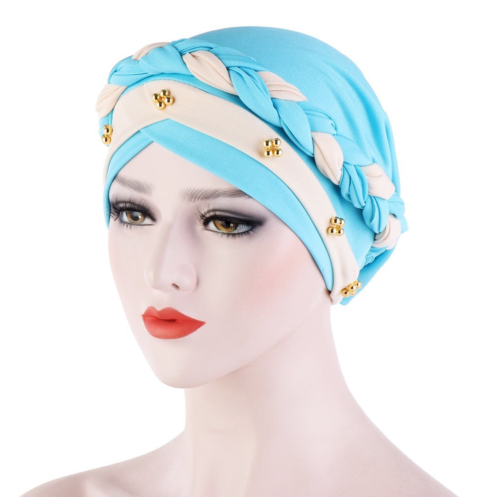 New Multi-color Crystal Hemp Three-layer Turban Hat