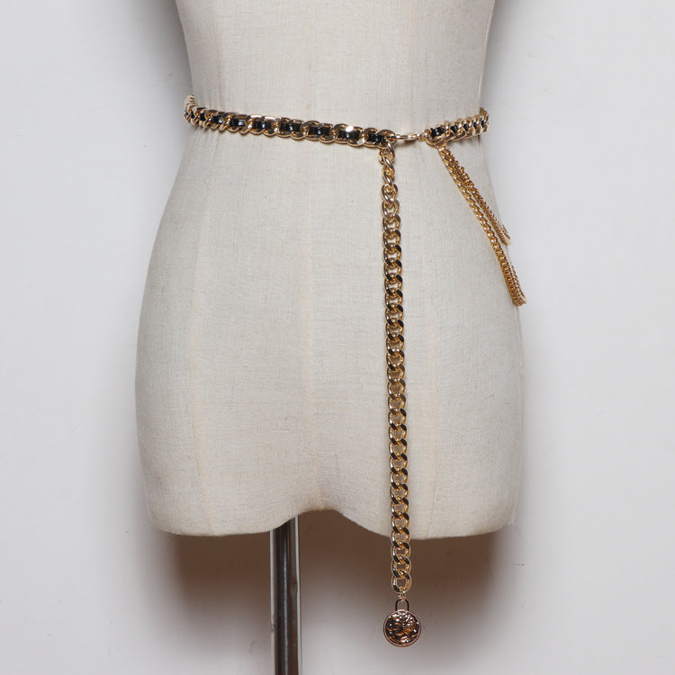 Korean Version Of All-match Waist Rope Metal Braided Waist Chain Female Thin Belt Decoration