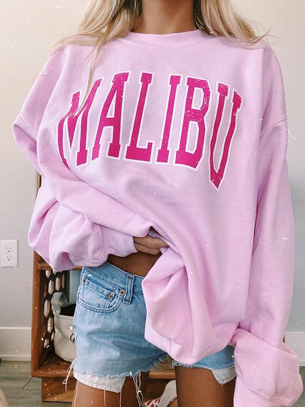 Plus Size Sweater Round Neck Printed Loose Comfortable Top Women
