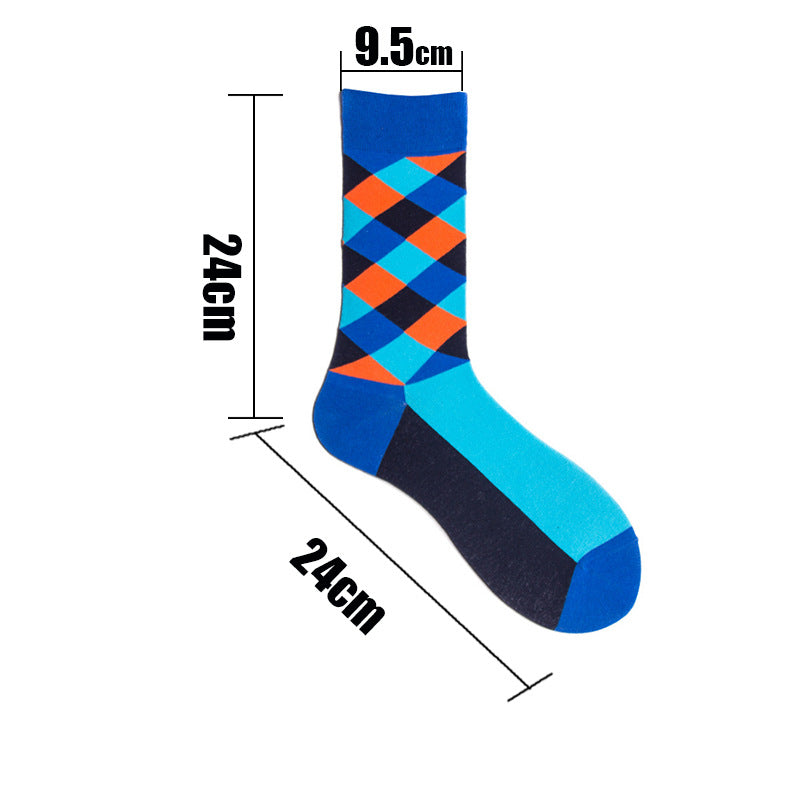 British Style Plaid Retro Contrast Color Harajuku Street Hipster Men's Cotton Socks