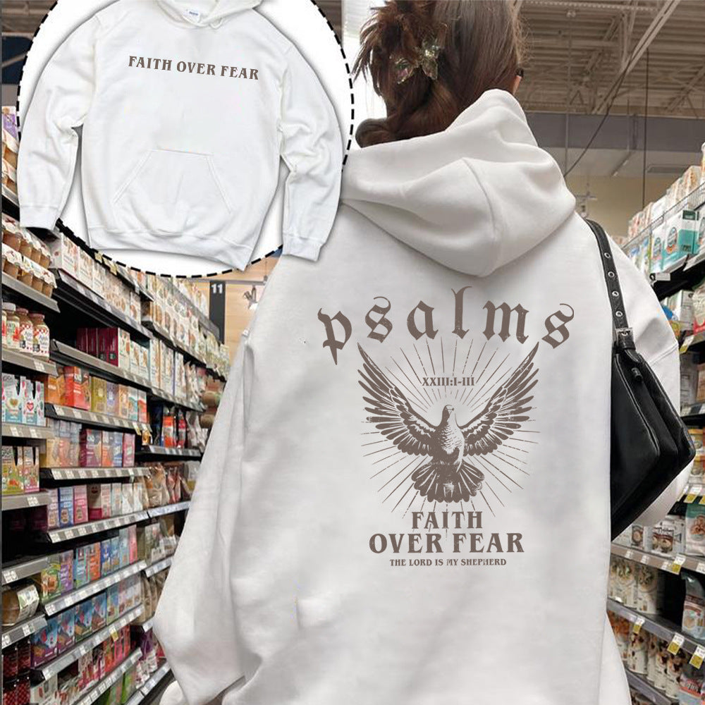 Hættetrøje Bibel Skriftmønster Piget Stil Sweatshirt