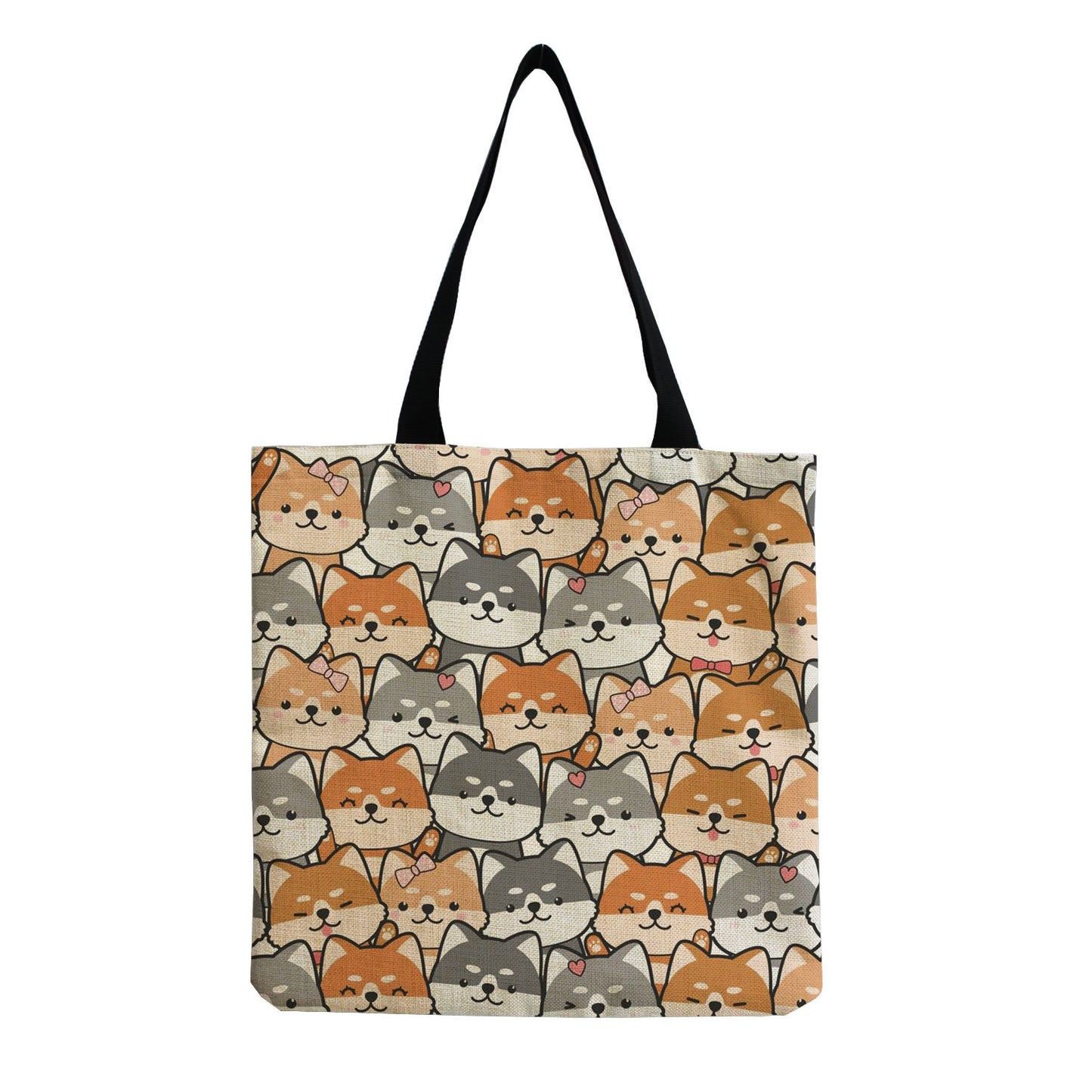 Foldable Portable Cute Cat-group Printed Handbag