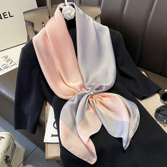 Thin Artificial Silk Patchwork Assorted Colors Silk Scarf