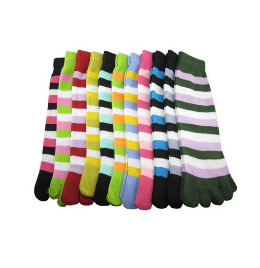 Ladies Striped Five-toed Cotton Socks In Tube Casual