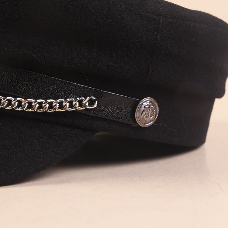 Women's Fashion Simple Tweed Flat Top Hat