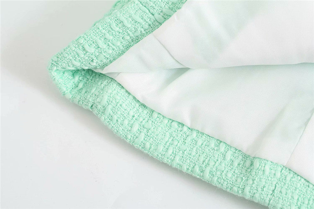 New Texture Double-breasted Short Green Suit Jacket Women