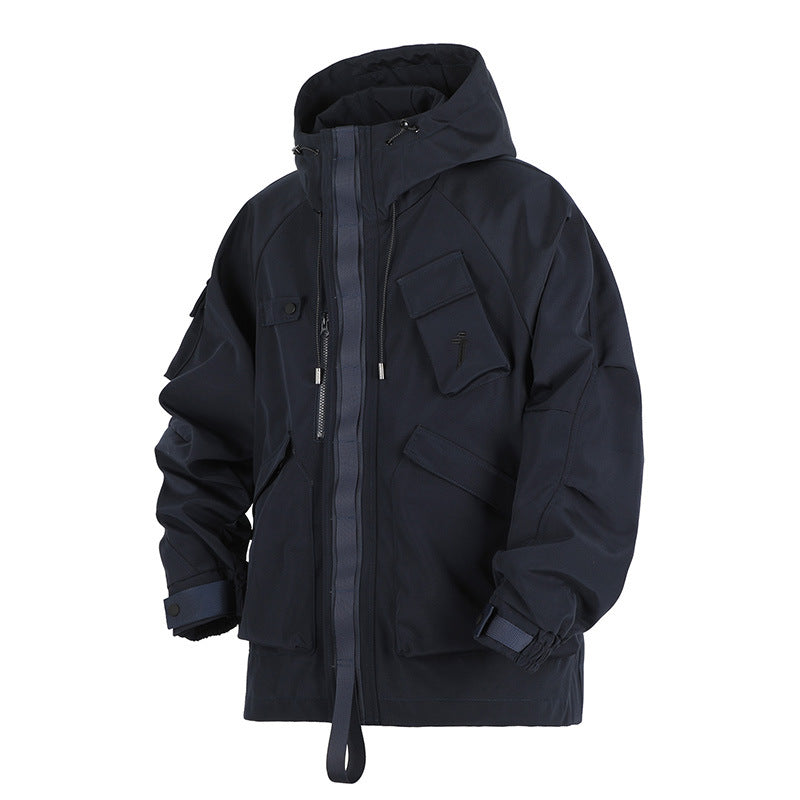 Mechanical Style Multi-pocket Loose Casual Hooded Jacket