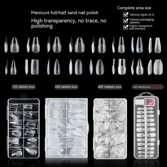 High Quality Transparent Seamless Square Long Ballet Frosted Fake Nails