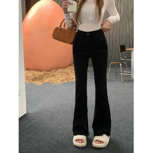 Retro skinny jeans til kvinder med lav talje og stretch