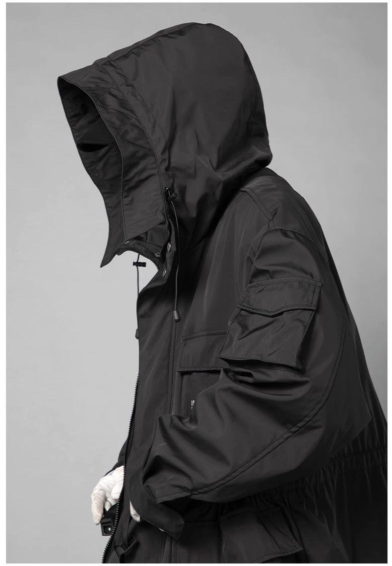 Men's Loose Fitting Casual Black Waistband Jacket