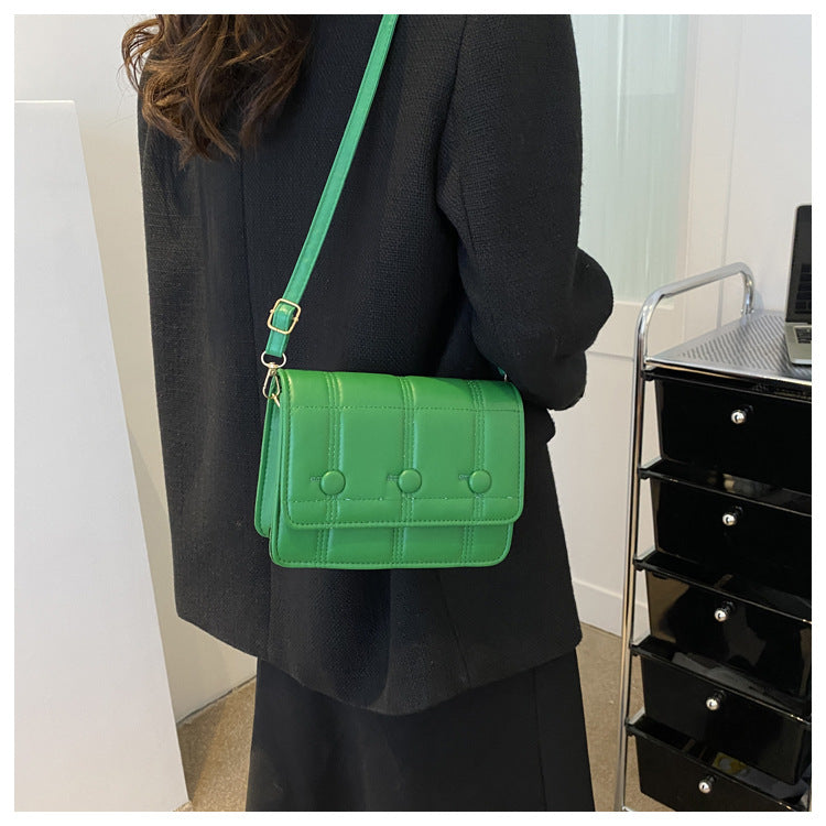 Simple Shoulder Crossbody Solid Color Casual Line Pressing Small Square Bag