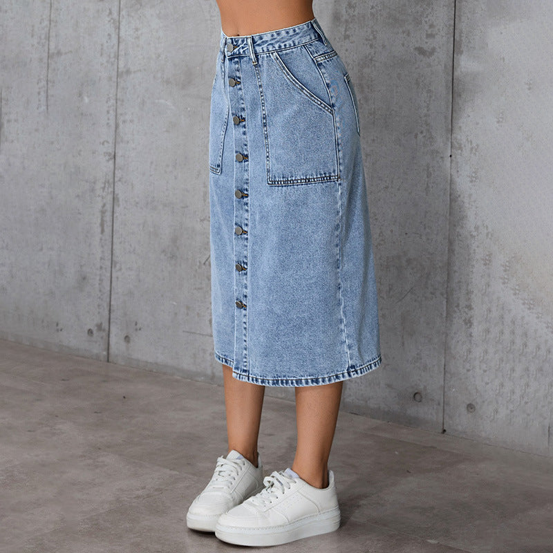 Highly Stretchy, Mid-length Denim Skirt Perfectly Flatters Your