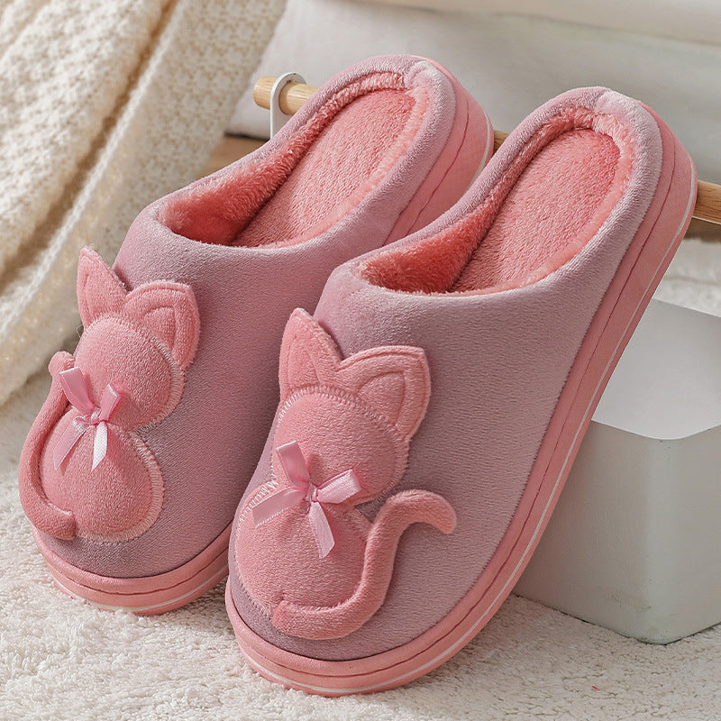 Women's Cute Plush Couple Cotton Slippers Non-slip