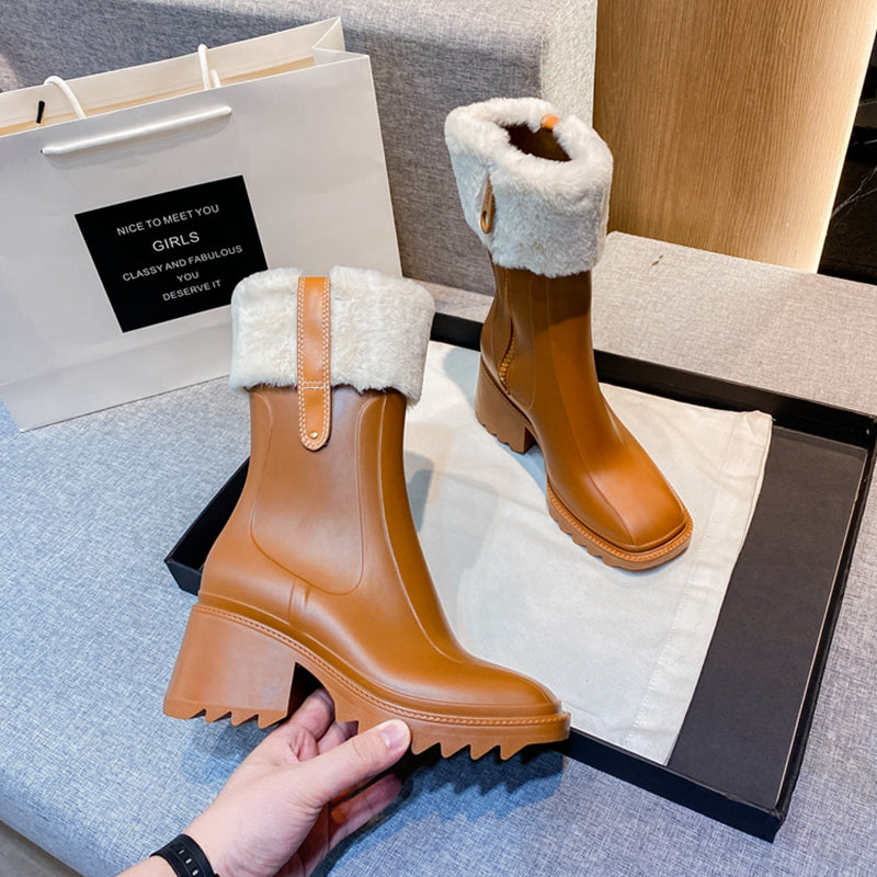 Mid-Cut Platform Side Zip Chunky Heel Booties