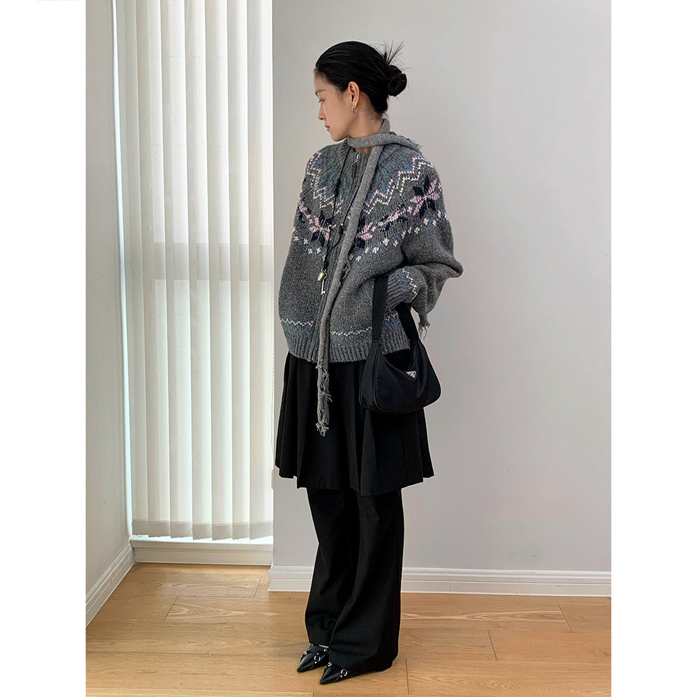 New Autumn Korean-Style Design Fake Two-Piece Casual Pants In A Bib-Style Cut