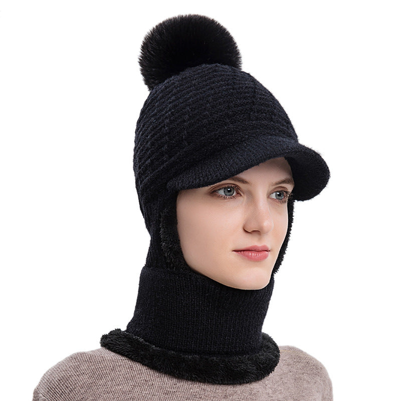 Women's Plush Thickened Warm Knitted Hat Ear Shield