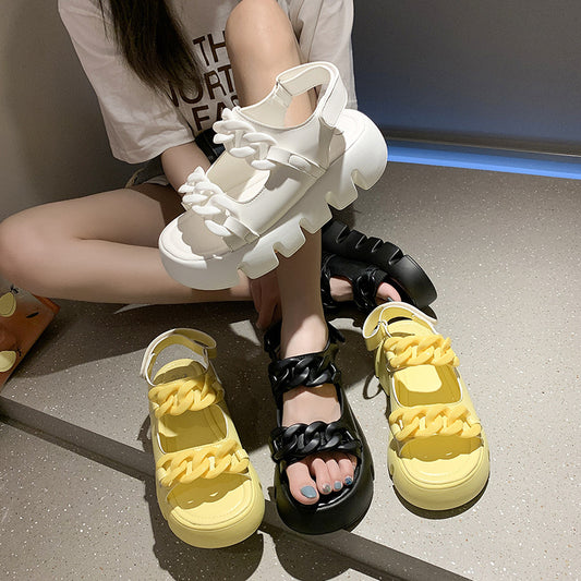 Mid-heel Low-heeled Women's Shoes With Thick Soles