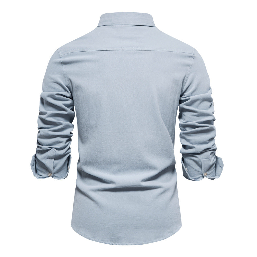 Business Pure Color European Size Long Sleeve Shirt