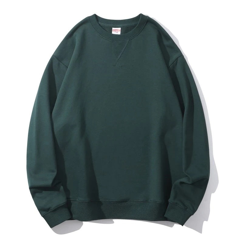 Herresweater med rund hals i kraftig bomuld Terry, omvendt trekant