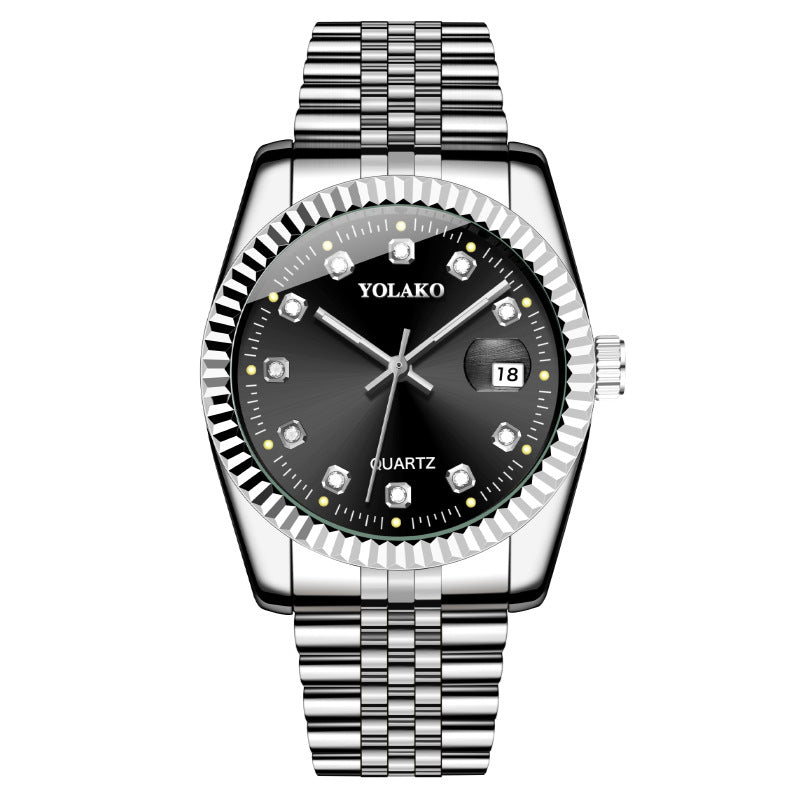 Fashion Diamond Men's Steel Strap Watch