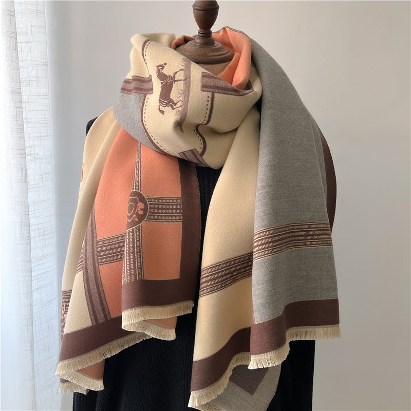Women's Stitching Thickening Shawl Fashion