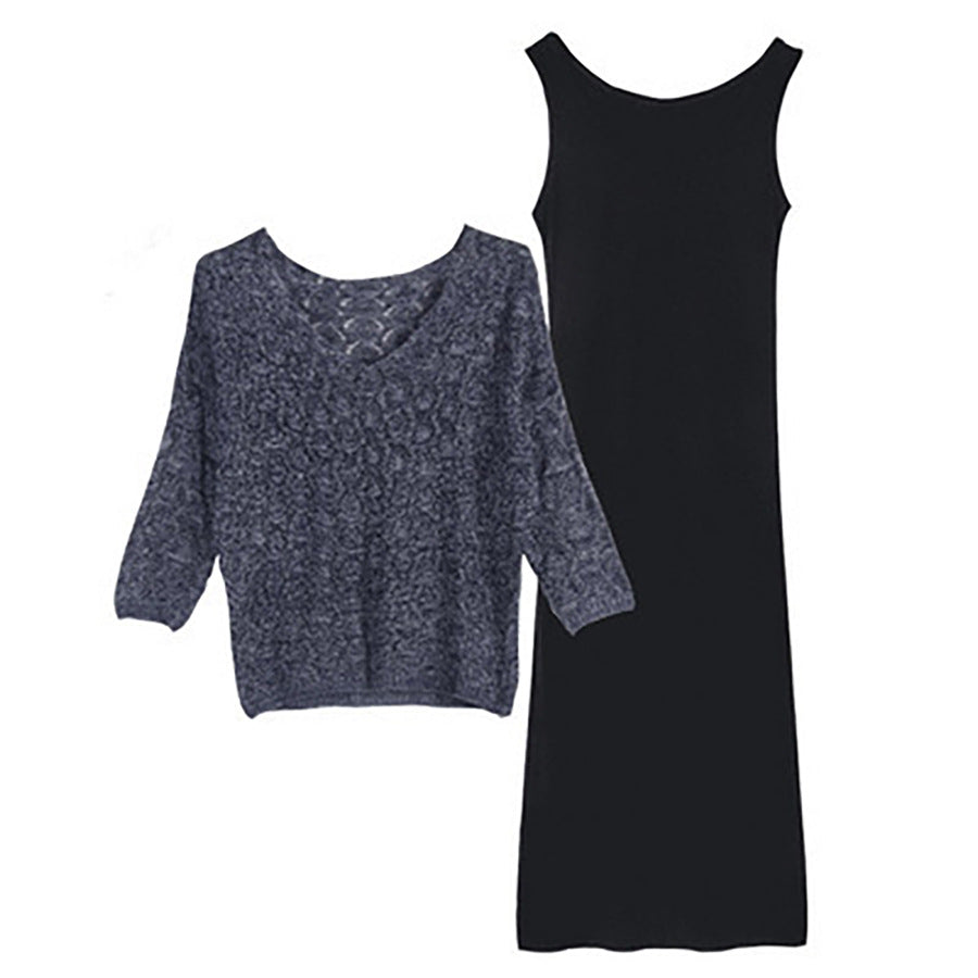 Women's Batwing Sleeve Knitwear Dress Suit