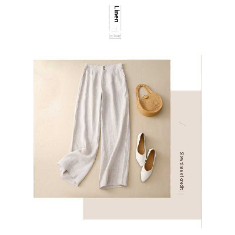 Summer Straight-leg Pants Slimming Versatile Women's Pants Linen Pants