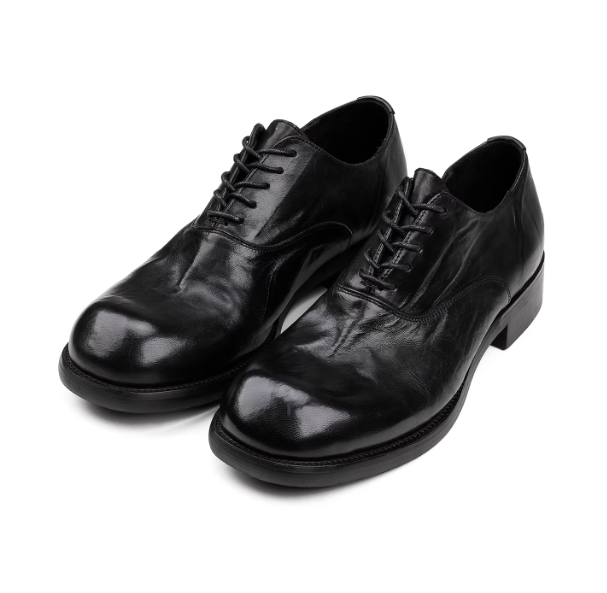 Elegant Leather Commuter Shoes In Smoked Cowhide