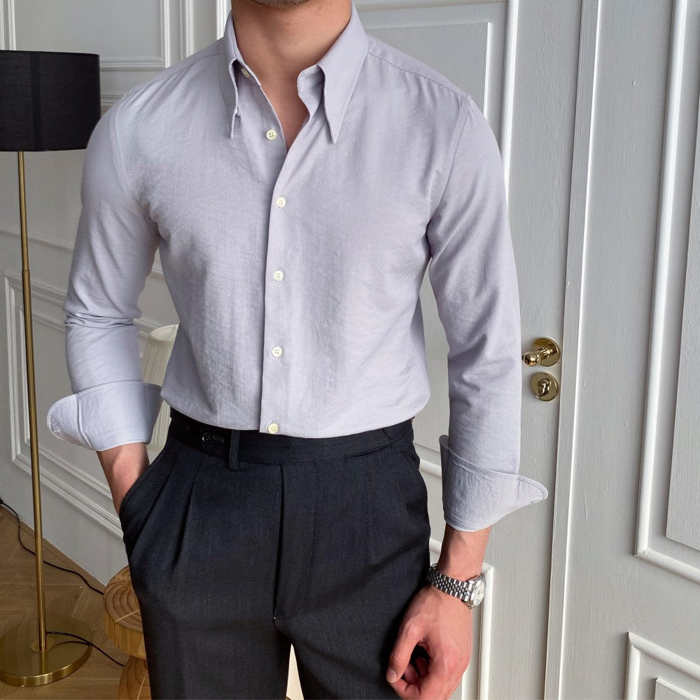 Men's Business Large Pointed Collar Slim-fit Long-sleeved Shirt