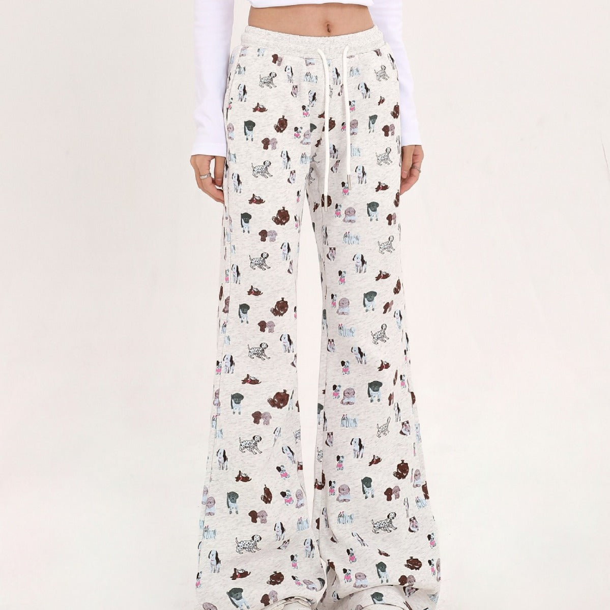 Elastic Waist Printed Sweatpants Sports Loose