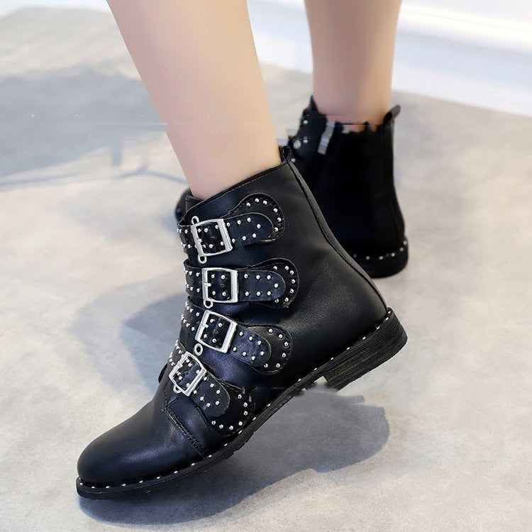 Women's New Thick-heel Rivet Low-top Martin Boots