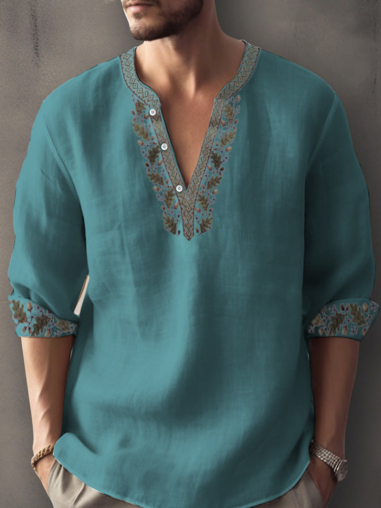 Digital Printing Bamboo Linen Long Sleeve European And American