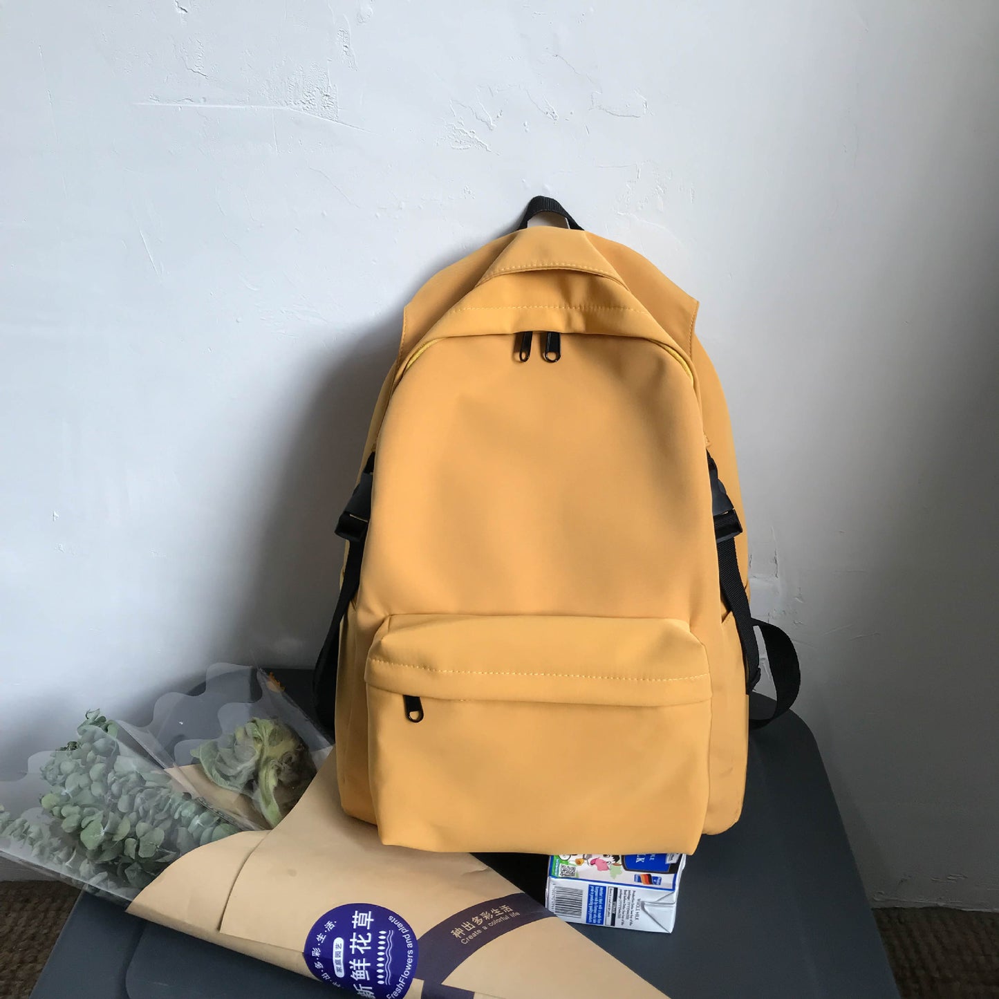 Ny Japansk og Koreansk Rygsæk til Tidlig Gymnasieelev i Nylon, Ensfarvet Vandtæt Letvægts Rygsæk til Studerende og Par