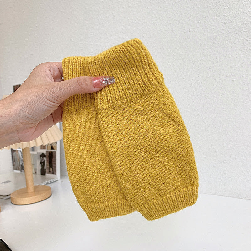 Women's Warm Knitting Wool Half Finger Gloves