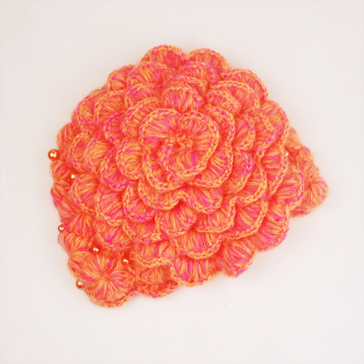 Pure Hand Crochet Pearl Wool Hat Women's Series