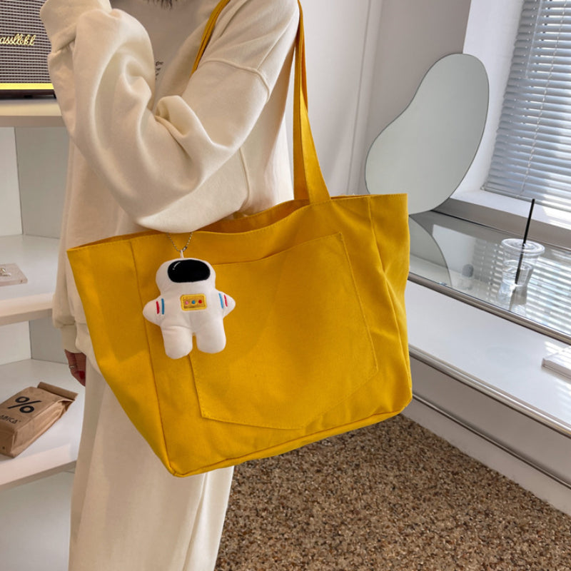 Japanese Lazy Style Solid Color Casual Large Capacity Shoulder Bag