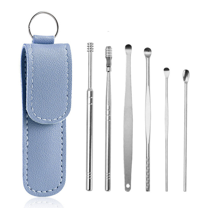 Stainless Steel 6-piece Set Earpick 360 Degree Spiral Cleaning Earwax Tool