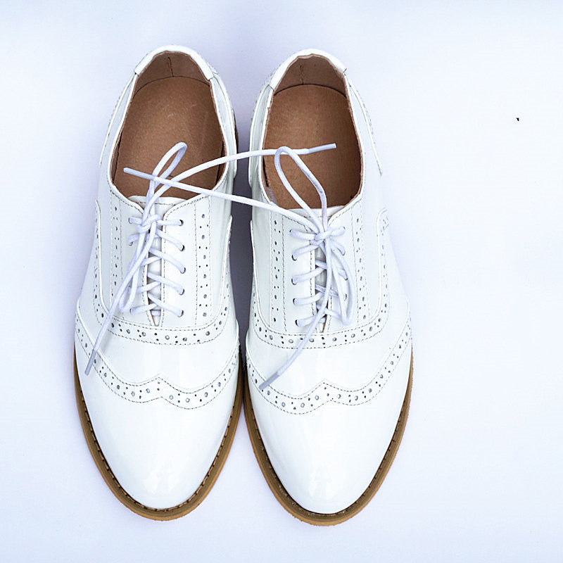 Women's Fashion Leather British Style Pointed Toe Flat Shoes