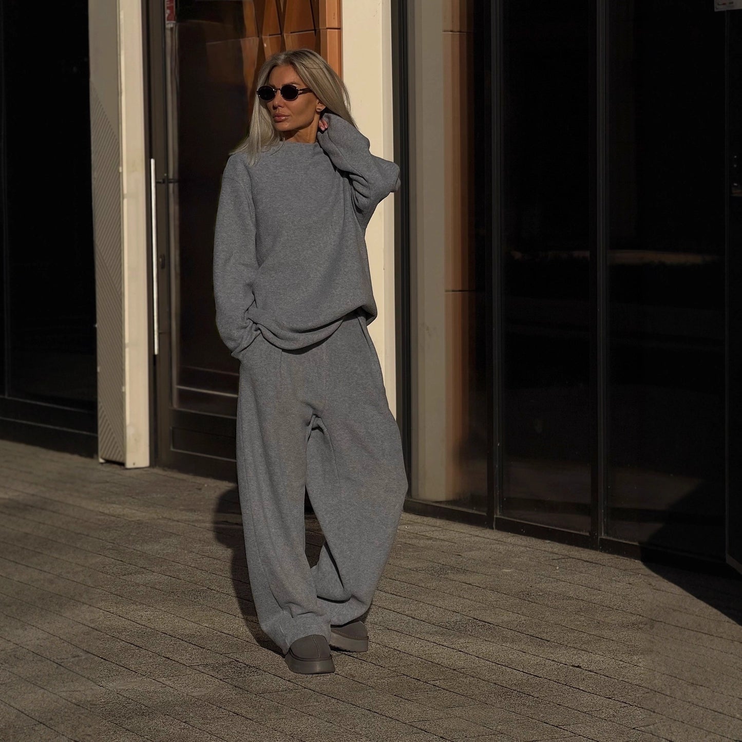 Sweater Wide-leg Draped Pants Women's Clothing