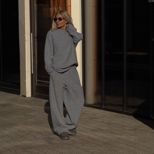 Sweater Wide-leg Draped Pants Women's Clothing
