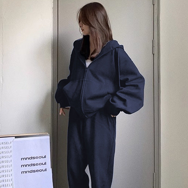 Løs og Hættetrøje Cardigan Sweater Frakke Fortykket Casual Stil