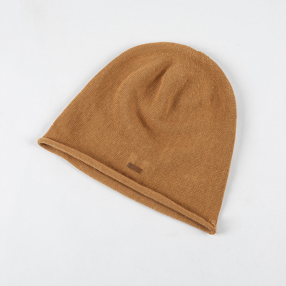 Breathable Knitted Linen Fisherman Hat With A Leather Patch Label