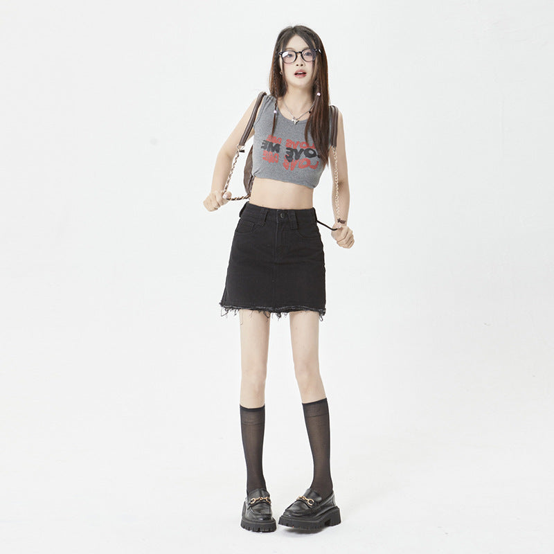 Summer Loose Light Color Raw Edge Hot Pants