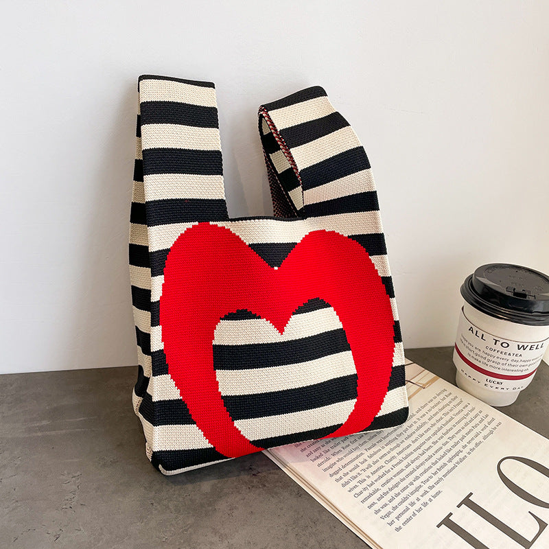 Cute Cartoon Wool Kitty Knitted Bag Women's Off-street Handbag