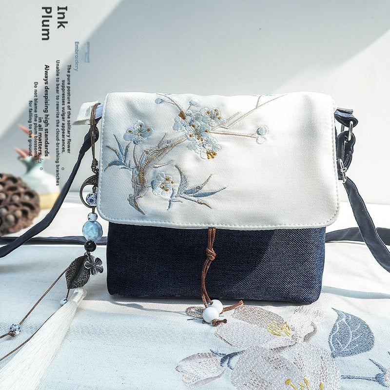 Cotton And Linen Antique Embroidery Crossbody Bag
