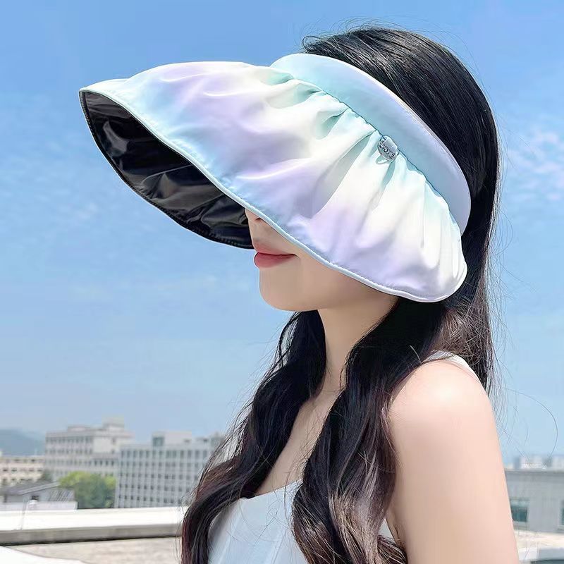Women's Gradient Black Rubber Large Eaves Sun Visor Shell Hat
